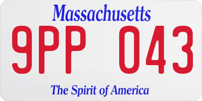 MA license plate 9PP043