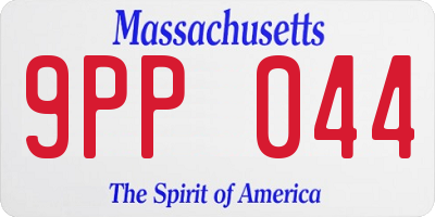 MA license plate 9PP044