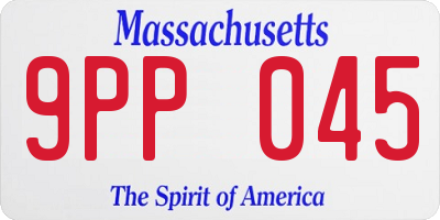 MA license plate 9PP045