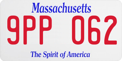 MA license plate 9PP062