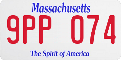 MA license plate 9PP074