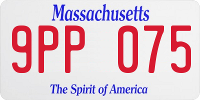MA license plate 9PP075