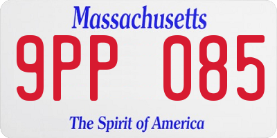 MA license plate 9PP085