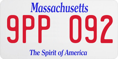 MA license plate 9PP092