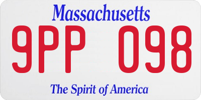 MA license plate 9PP098