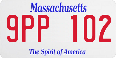 MA license plate 9PP102