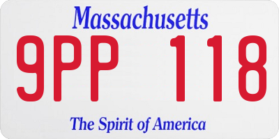MA license plate 9PP118