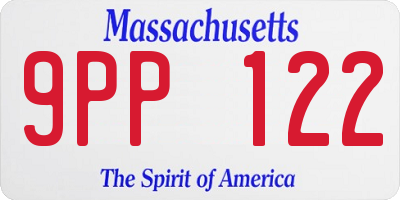 MA license plate 9PP122