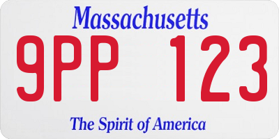 MA license plate 9PP123
