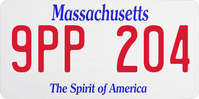 MA license plate 9PP204