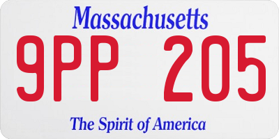MA license plate 9PP205