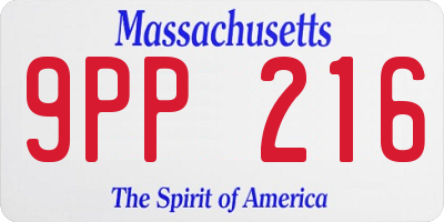 MA license plate 9PP216