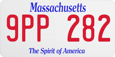 MA license plate 9PP282