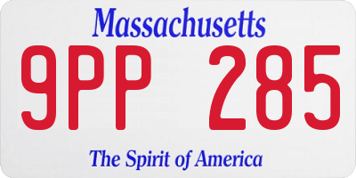 MA license plate 9PP285