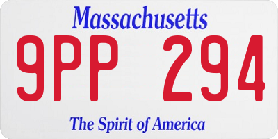 MA license plate 9PP294