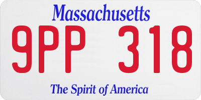 MA license plate 9PP318