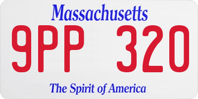 MA license plate 9PP320