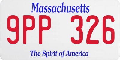 MA license plate 9PP326