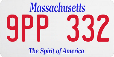 MA license plate 9PP332