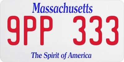 MA license plate 9PP333