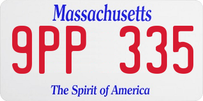 MA license plate 9PP335