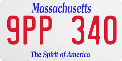 MA license plate 9PP340