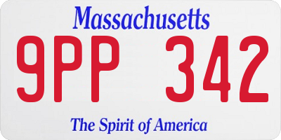 MA license plate 9PP342