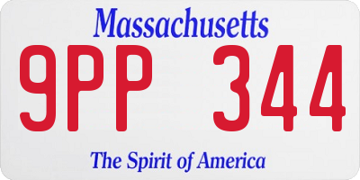 MA license plate 9PP344
