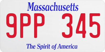 MA license plate 9PP345