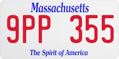 MA license plate 9PP355