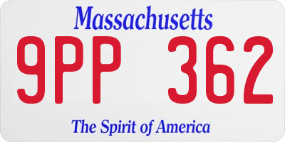 MA license plate 9PP362