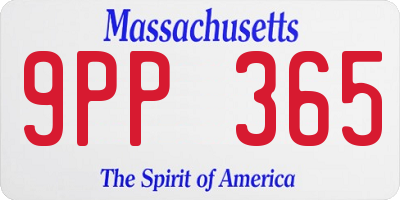 MA license plate 9PP365