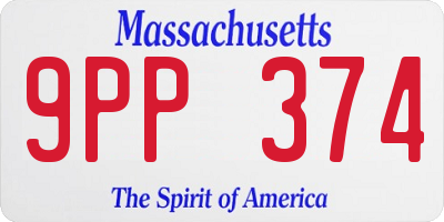 MA license plate 9PP374