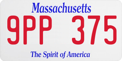 MA license plate 9PP375