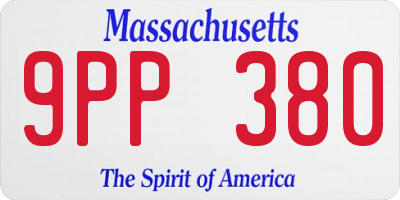 MA license plate 9PP380