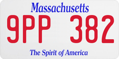 MA license plate 9PP382