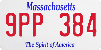 MA license plate 9PP384