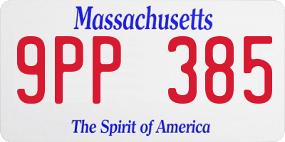 MA license plate 9PP385