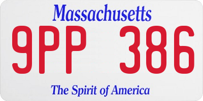 MA license plate 9PP386