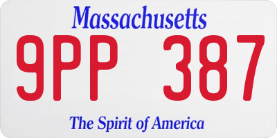 MA license plate 9PP387