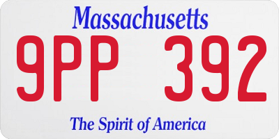 MA license plate 9PP392