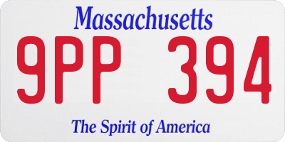 MA license plate 9PP394