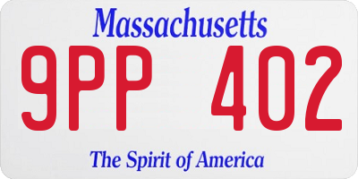 MA license plate 9PP402