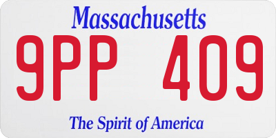 MA license plate 9PP409