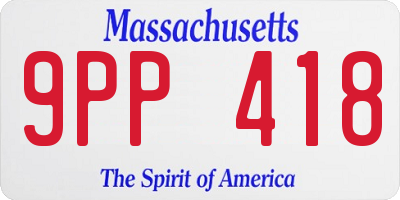 MA license plate 9PP418