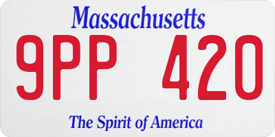 MA license plate 9PP420