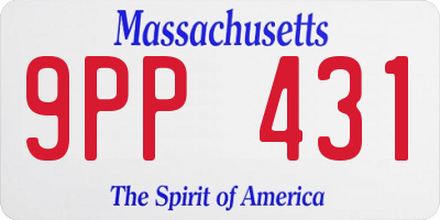 MA license plate 9PP431