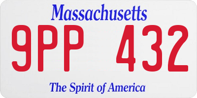 MA license plate 9PP432