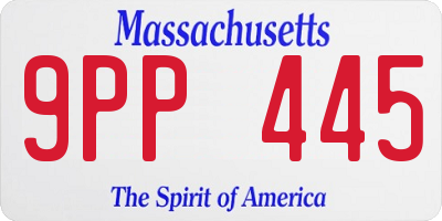 MA license plate 9PP445