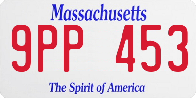 MA license plate 9PP453